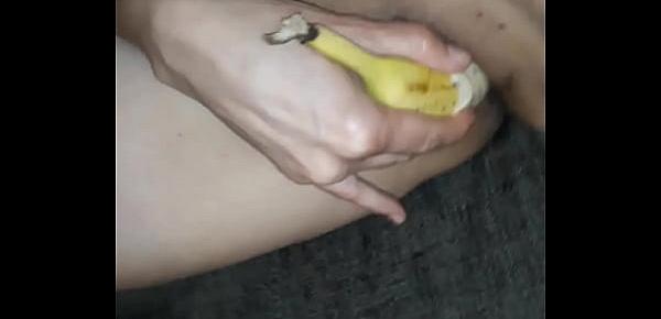  One banana, a monster cock, and a very drunk slut